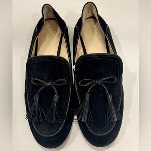 Cole Haan Black Suede Loafers with Tassels. Size 6.5